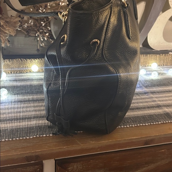 Coach Black Pebbled leather Tote with Gold Details - Picture 8 of 14